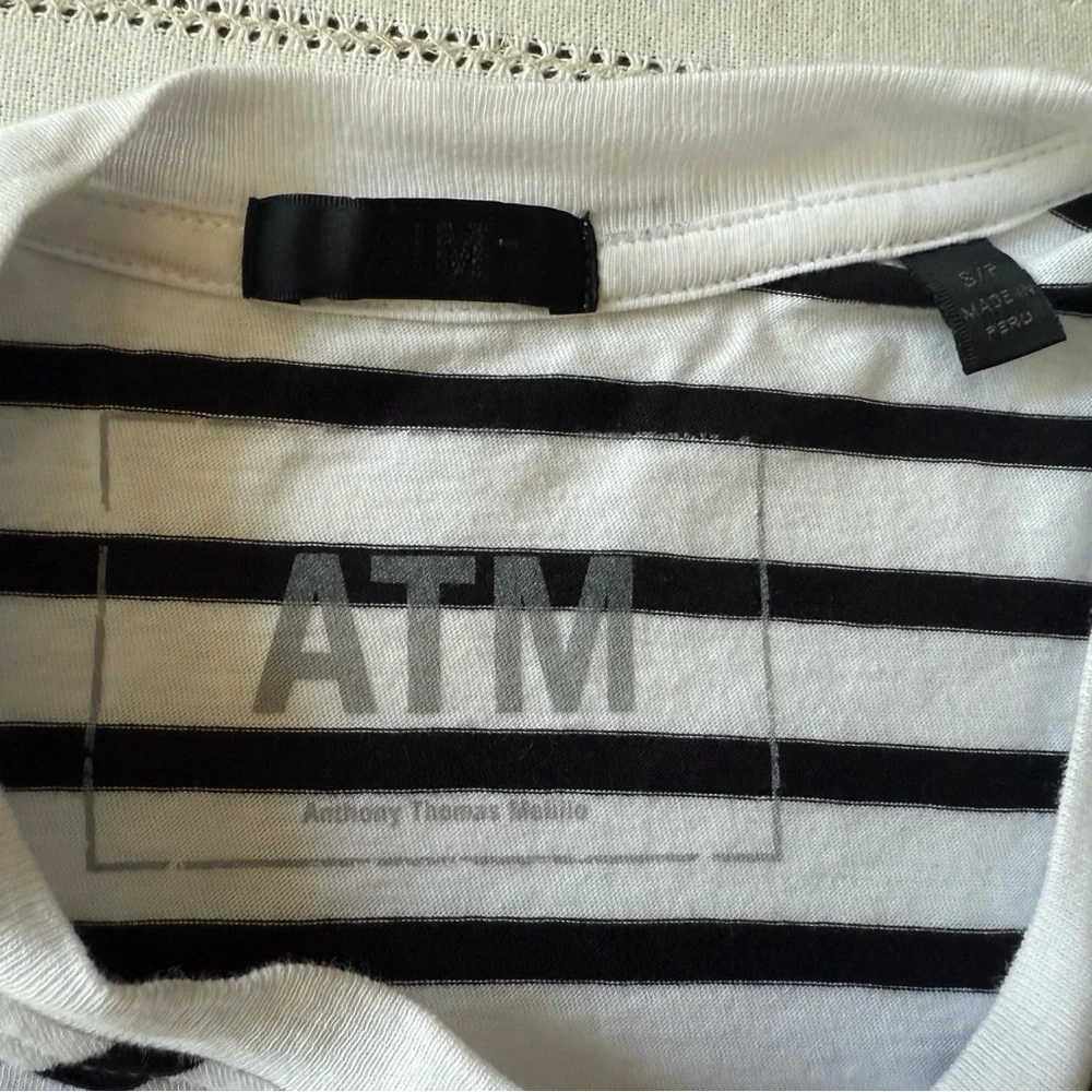 ATM Anthony Thomas Melillo Black and White Striped Tee classic‎ jersey S - Picture 8 of 13